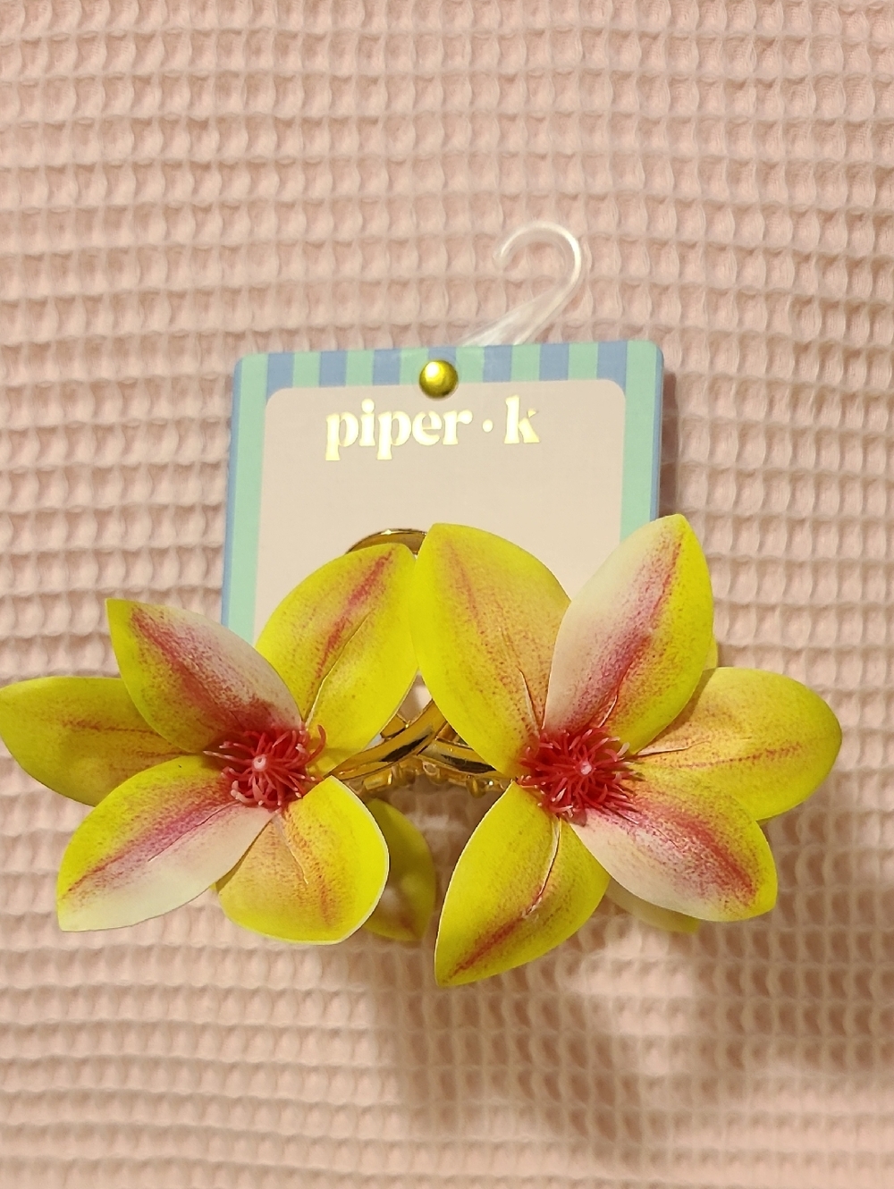 Piper K Gold Hair Clip With Tropical Yellow And Pink Floral Accents